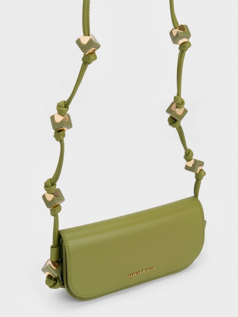 τσάντεσ χιαστί Charles And Keith Cube Knotted Elongated Ελιά | 34751-GOVR