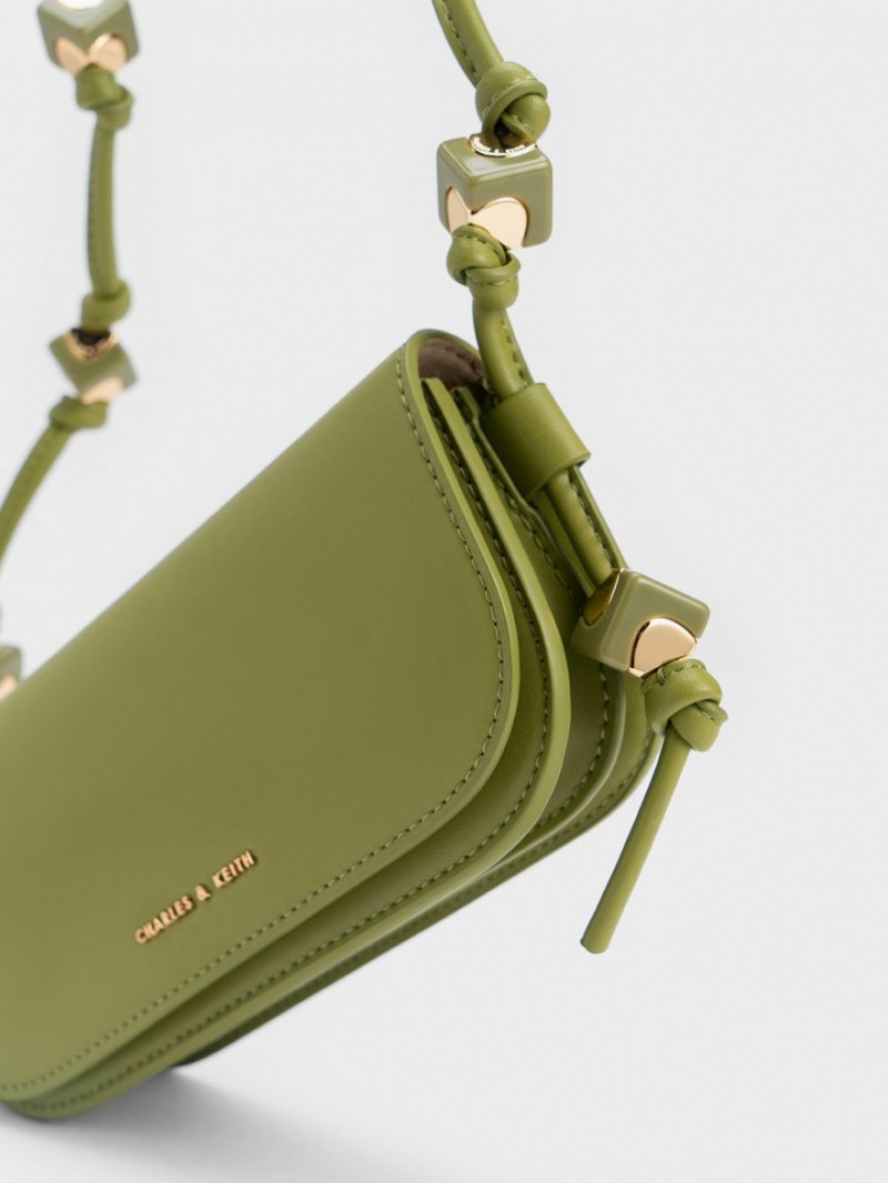 τσάντεσ χιαστί Charles And Keith Cube Knotted Elongated Ελιά | 34751-GOVR