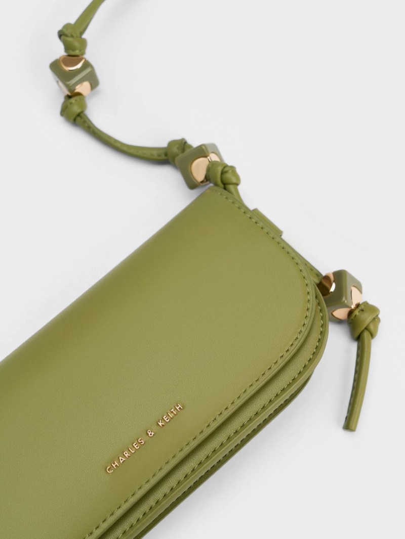 τσάντεσ χιαστί Charles And Keith Cube Knotted Elongated Ελιά | 34751-GOVR