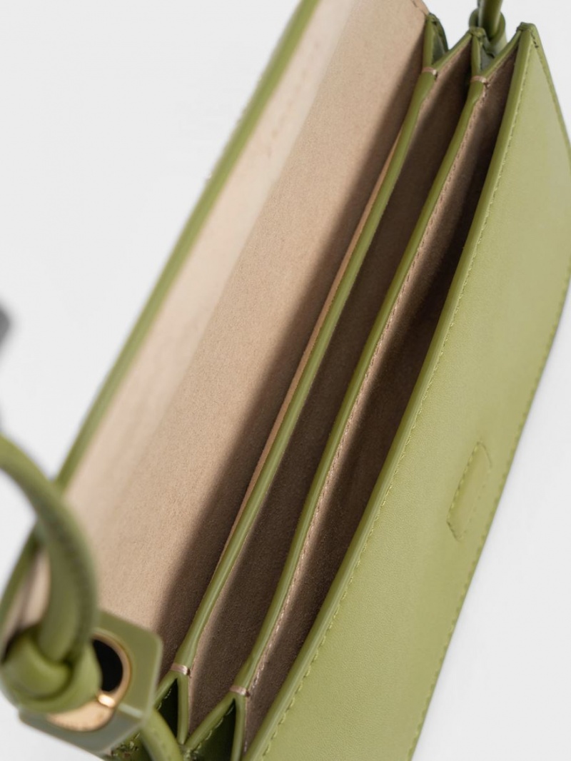 τσάντεσ χιαστί Charles And Keith Cube Knotted Elongated Ελιά | 34751-GOVR