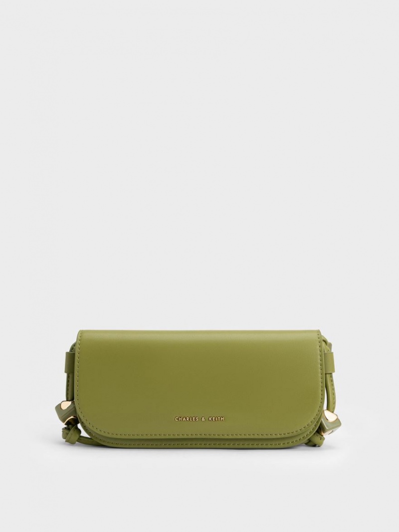 τσάντεσ χιαστί Charles And Keith Cube Knotted Elongated Ελιά | 34751-GOVR