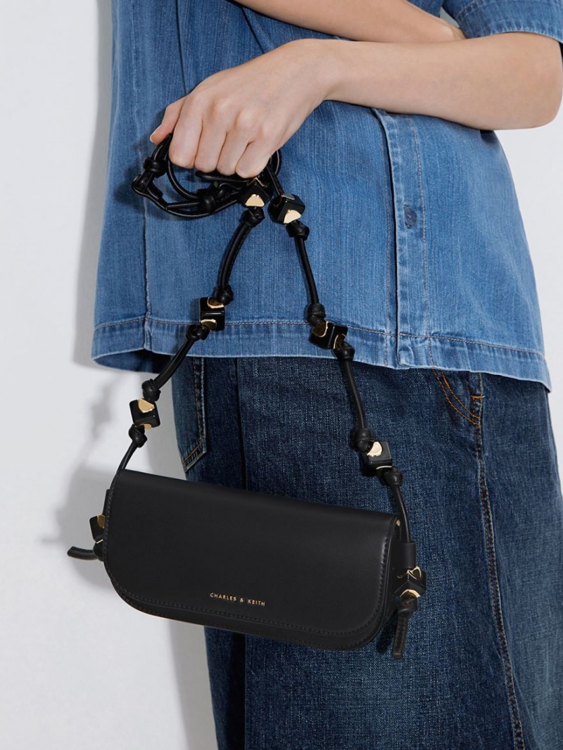 τσάντεσ χιαστί Charles And Keith Cube Knotted Elongated μαυρα | 26809-LBSQ