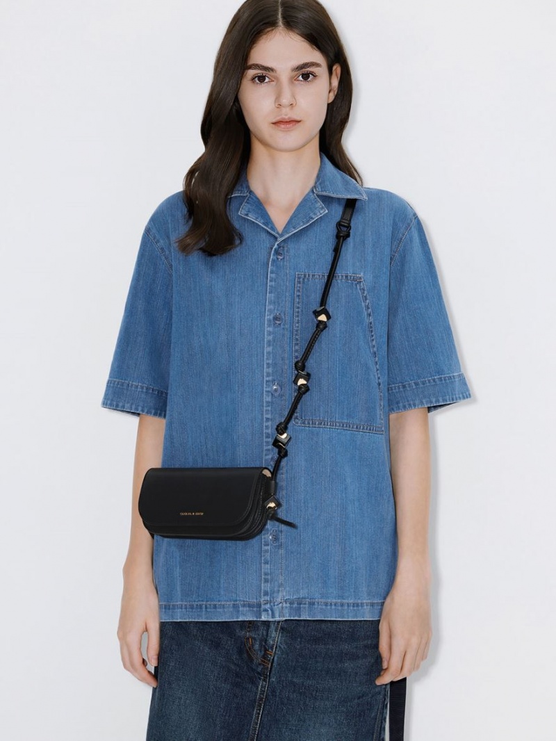 τσάντεσ χιαστί Charles And Keith Cube Knotted Elongated μαυρα | 26809-LBSQ