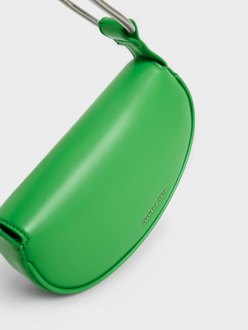 τσάντεσ ώμου Charles And Keith Curved Front Flap πρασινο | 10284-RPJO
