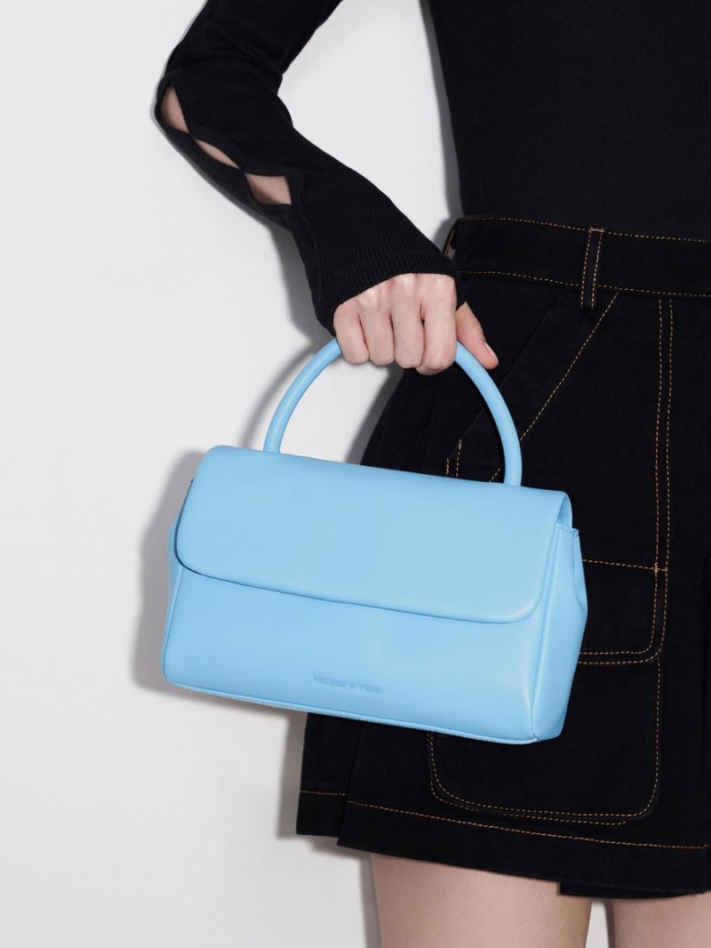 τσάντεσ ώμου Charles And Keith Curved Handle μπλε | 70682-SXFA
