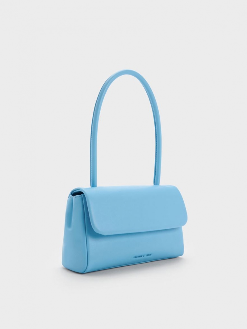 τσάντεσ ώμου Charles And Keith Curved Handle μπλε | 70682-SXFA