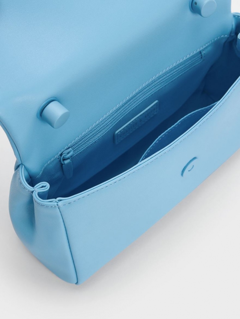 τσάντεσ ώμου Charles And Keith Curved Handle μπλε | 70682-SXFA