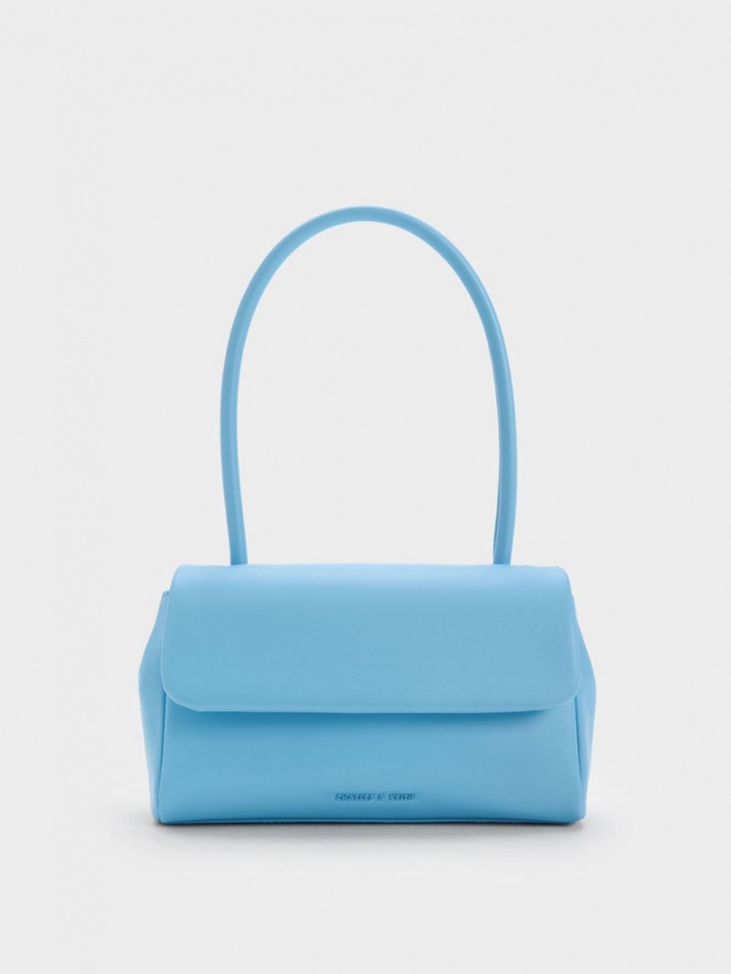 τσάντεσ ώμου Charles And Keith Curved Handle μπλε | 70682-SXFA