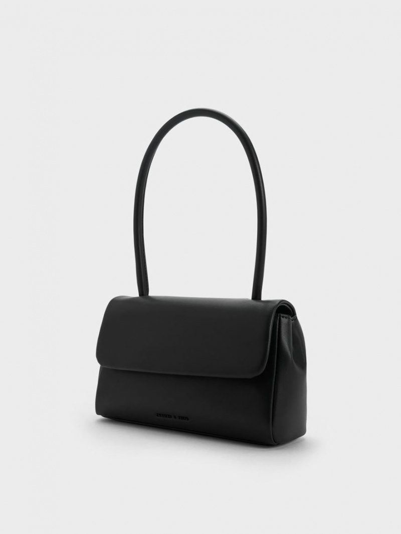 τσάντεσ ώμου Charles And Keith Curved Handle μαυρα | 82579-RCWL