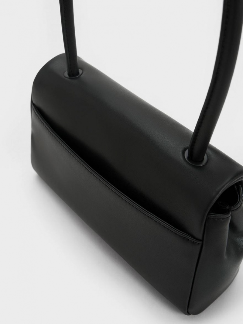 τσάντεσ ώμου Charles And Keith Curved Handle μαυρα | 82579-RCWL