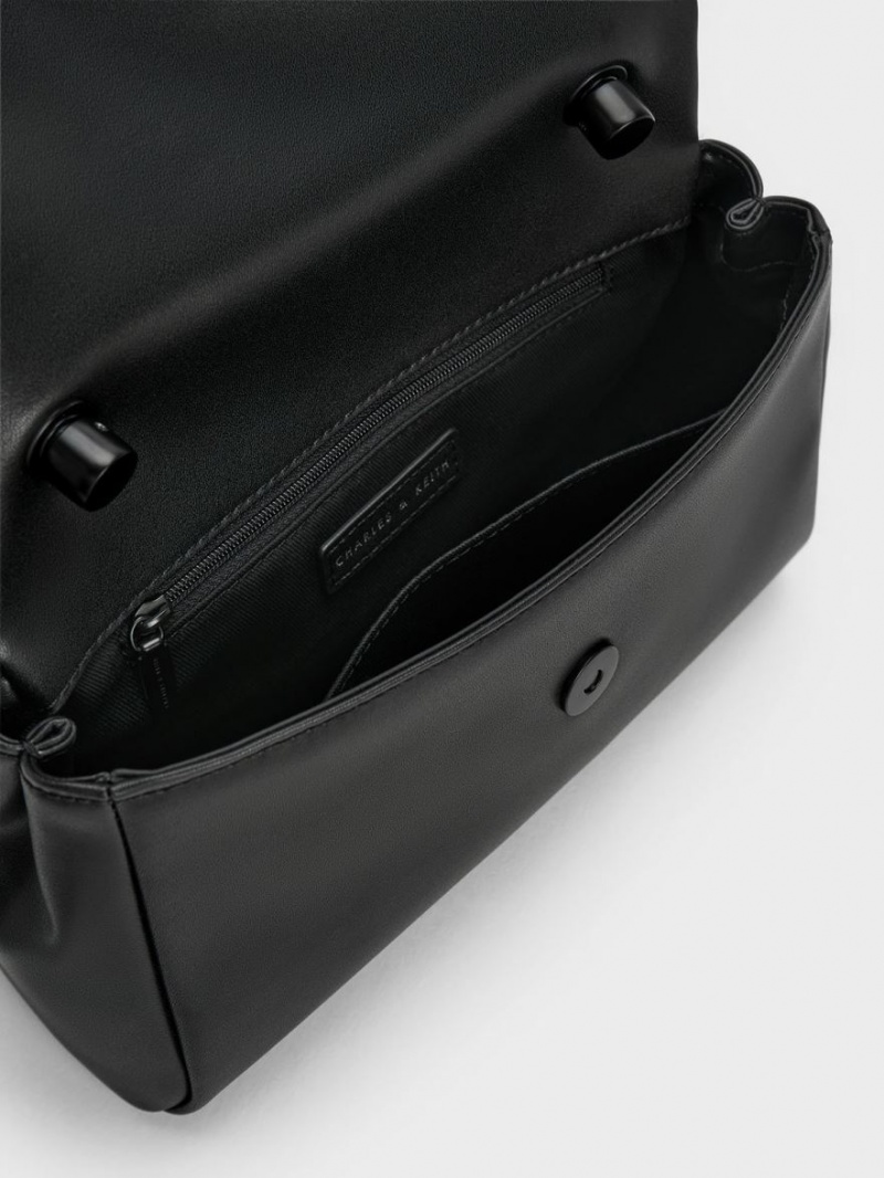 τσάντεσ ώμου Charles And Keith Curved Handle μαυρα | 82579-RCWL