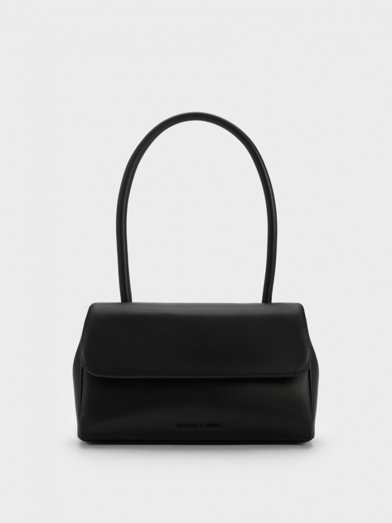 τσάντεσ ώμου Charles And Keith Curved Handle μαυρα | 82579-RCWL