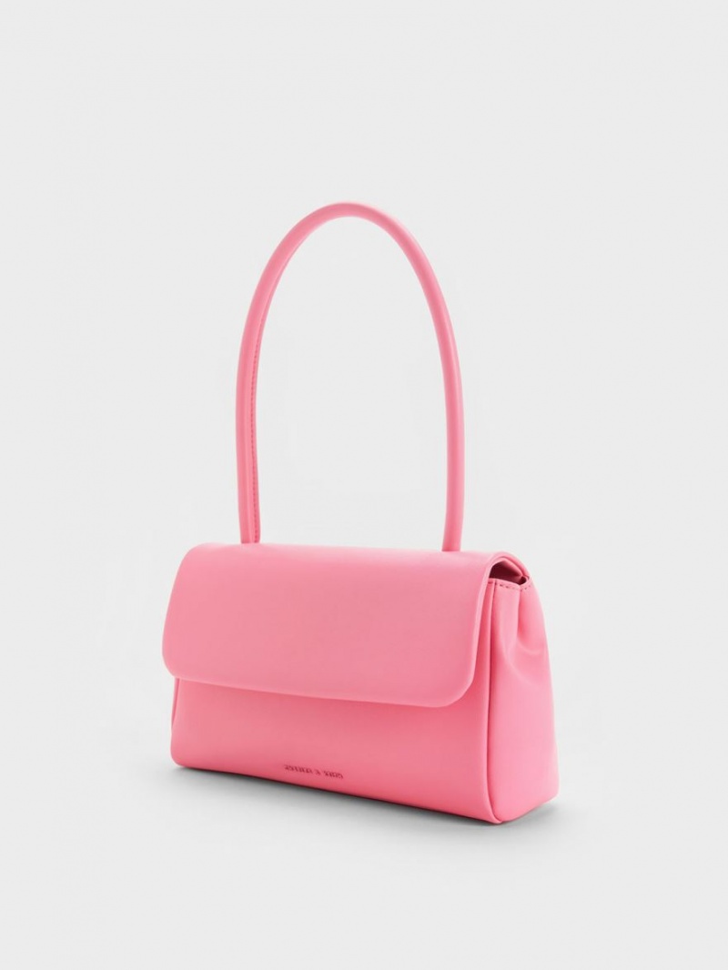 τσάντεσ ώμου Charles And Keith Curved Handle ροζ | 96205-FJCI