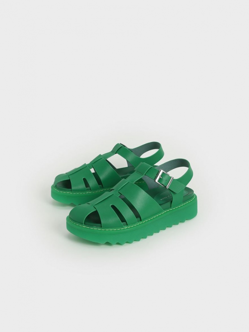 Πεδιλα Πλατφορμεσ Charles And Keith Cut-Out Sports πρασινο | 59870-NEFU