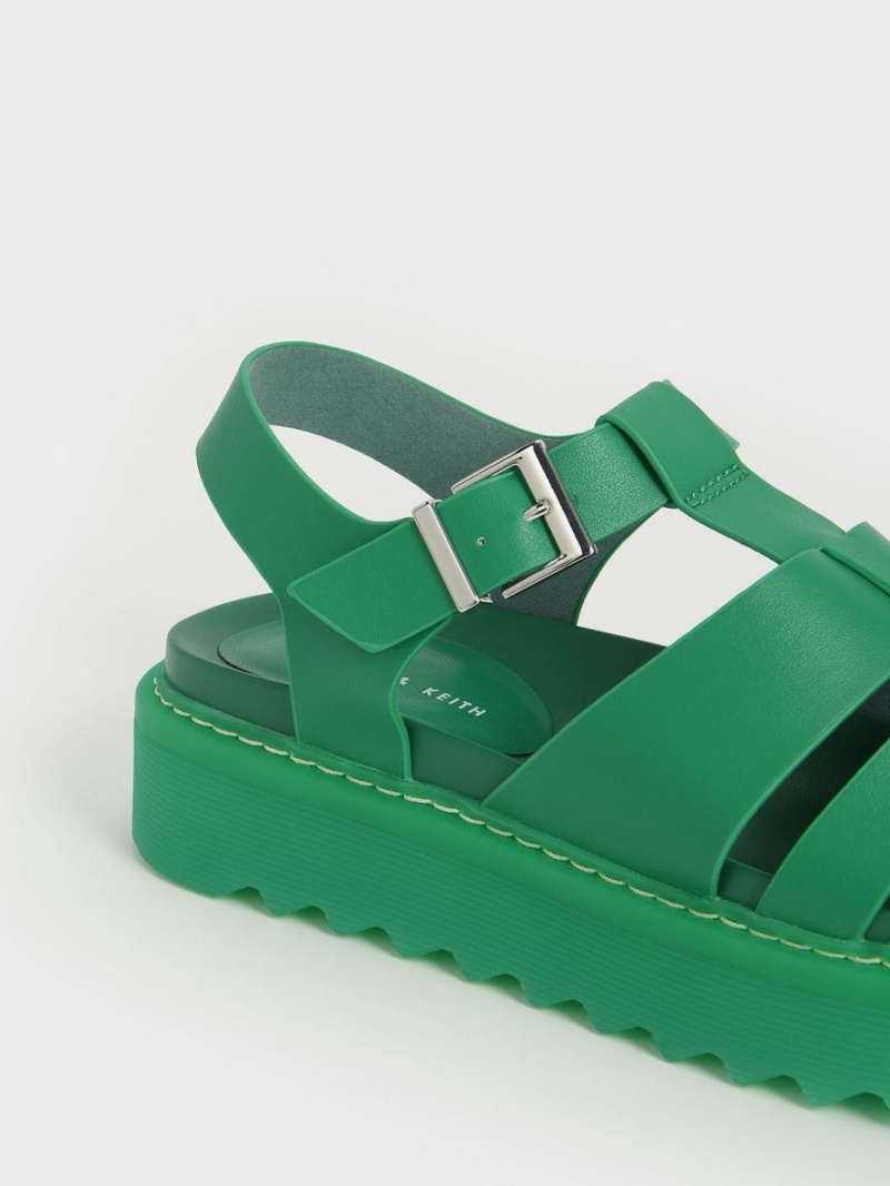 Πεδιλα Πλατφορμεσ Charles And Keith Cut-Out Sports πρασινο | 59870-NEFU