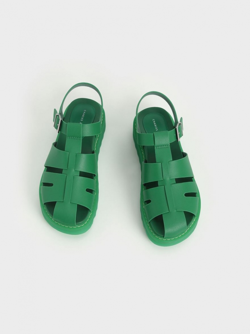 Πεδιλα Πλατφορμεσ Charles And Keith Cut-Out Sports πρασινο | 59870-NEFU