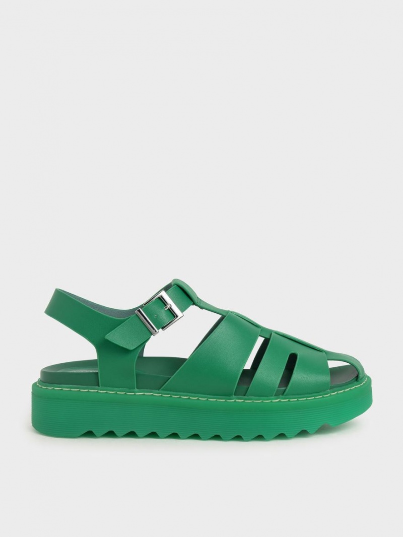 Πεδιλα Πλατφορμεσ Charles And Keith Cut-Out Sports πρασινο | 59870-NEFU