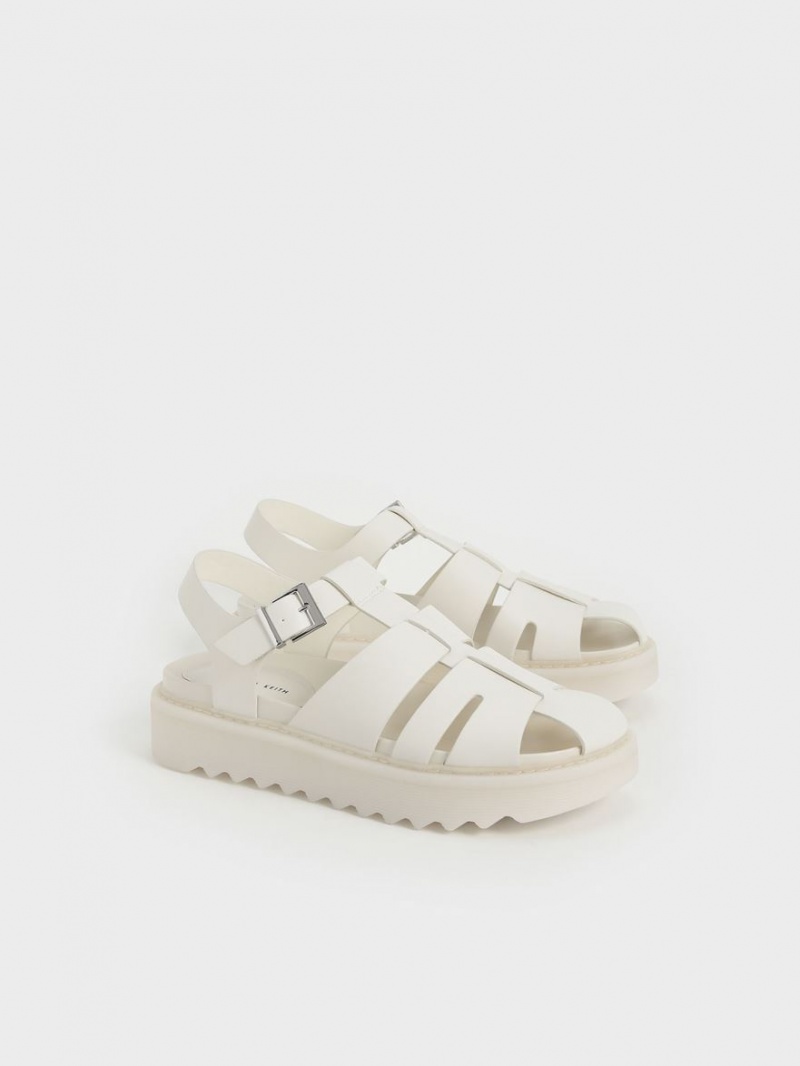Πεδιλα Πλατφορμεσ Charles And Keith Cut-Out Sports ασπρα | 93412-IMLV