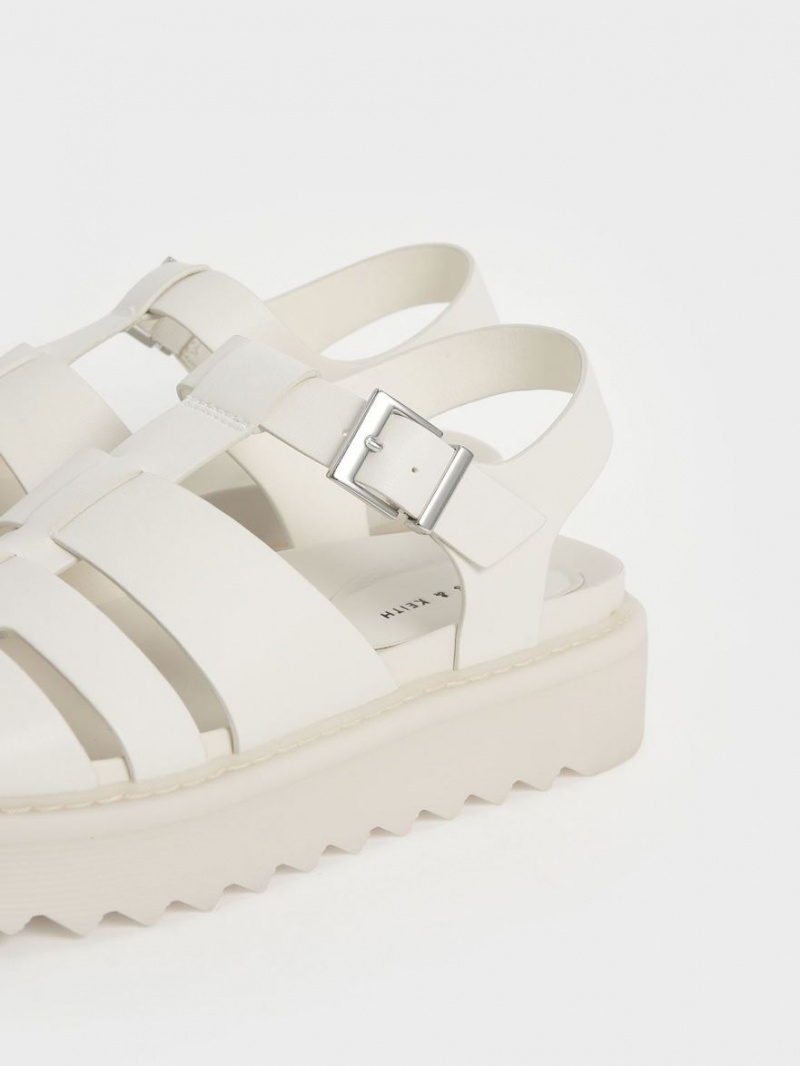 Πεδιλα Πλατφορμεσ Charles And Keith Cut-Out Sports ασπρα | 93412-IMLV