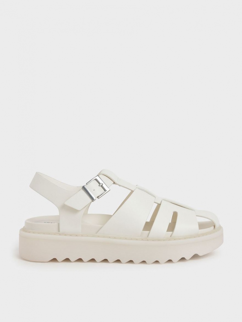 Πεδιλα Πλατφορμεσ Charles And Keith Cut-Out Sports ασπρα | 93412-IMLV