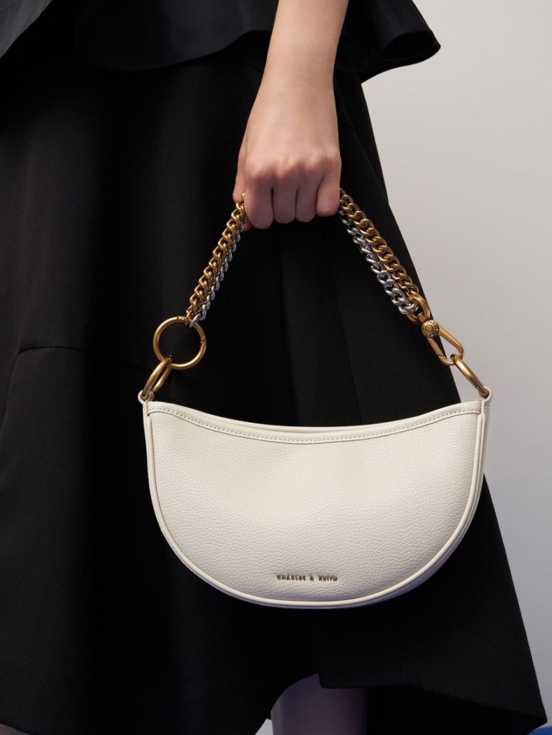 τσάντεσ χιαστί Charles And Keith Dancer Crescent ασπρα | 40915-SNQL