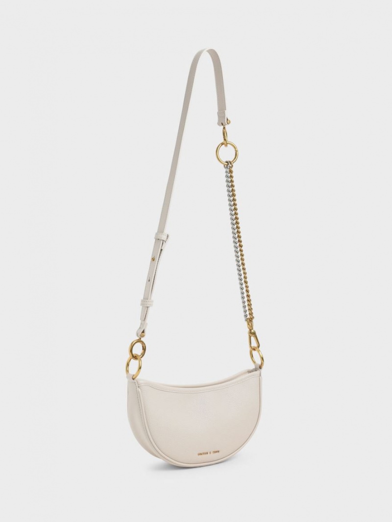 τσάντεσ χιαστί Charles And Keith Dancer Crescent ασπρα | 40915-SNQL