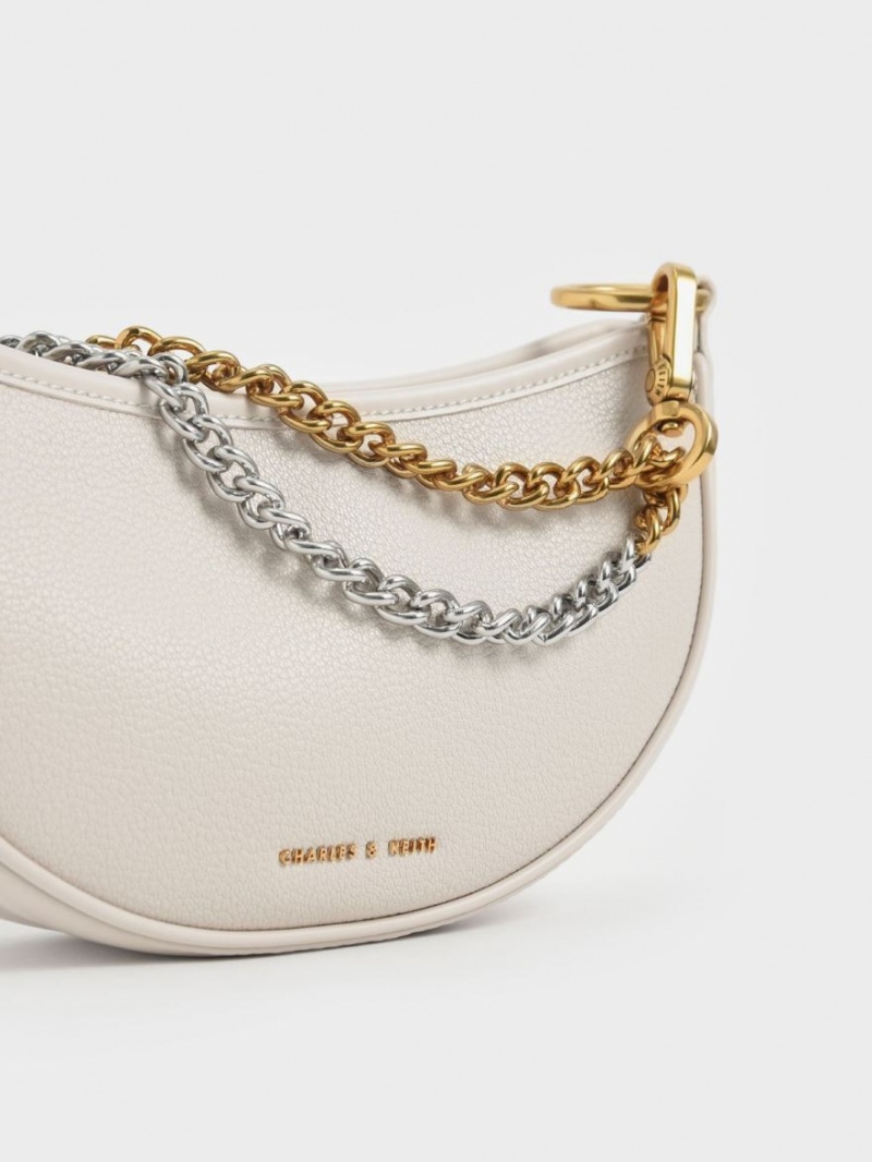 τσάντεσ χιαστί Charles And Keith Dancer Crescent ασπρα | 40915-SNQL