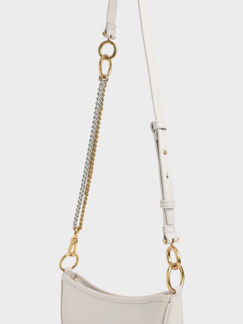 τσάντεσ χιαστί Charles And Keith Dancer Crescent ασπρα | 40915-SNQL