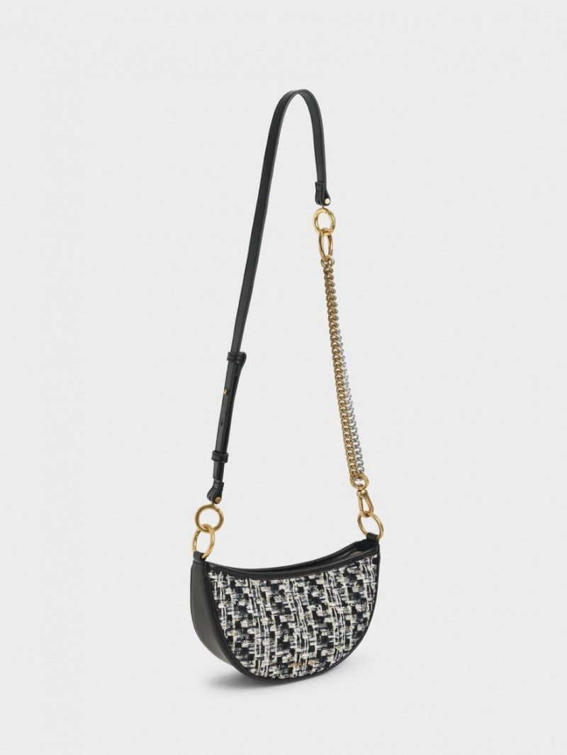τσάντεσ χιαστί Charles And Keith Dancer Tweed Crescent σκουρο μπλε | 90486-BGWJ