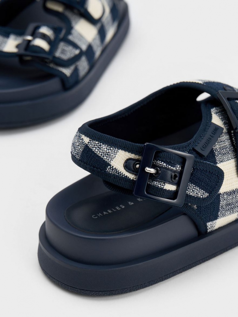 Πεδιλα Πλατφορμεσ Charles And Keith Della Gingham Buckled σκούρο μπλε | 84279-SFWM