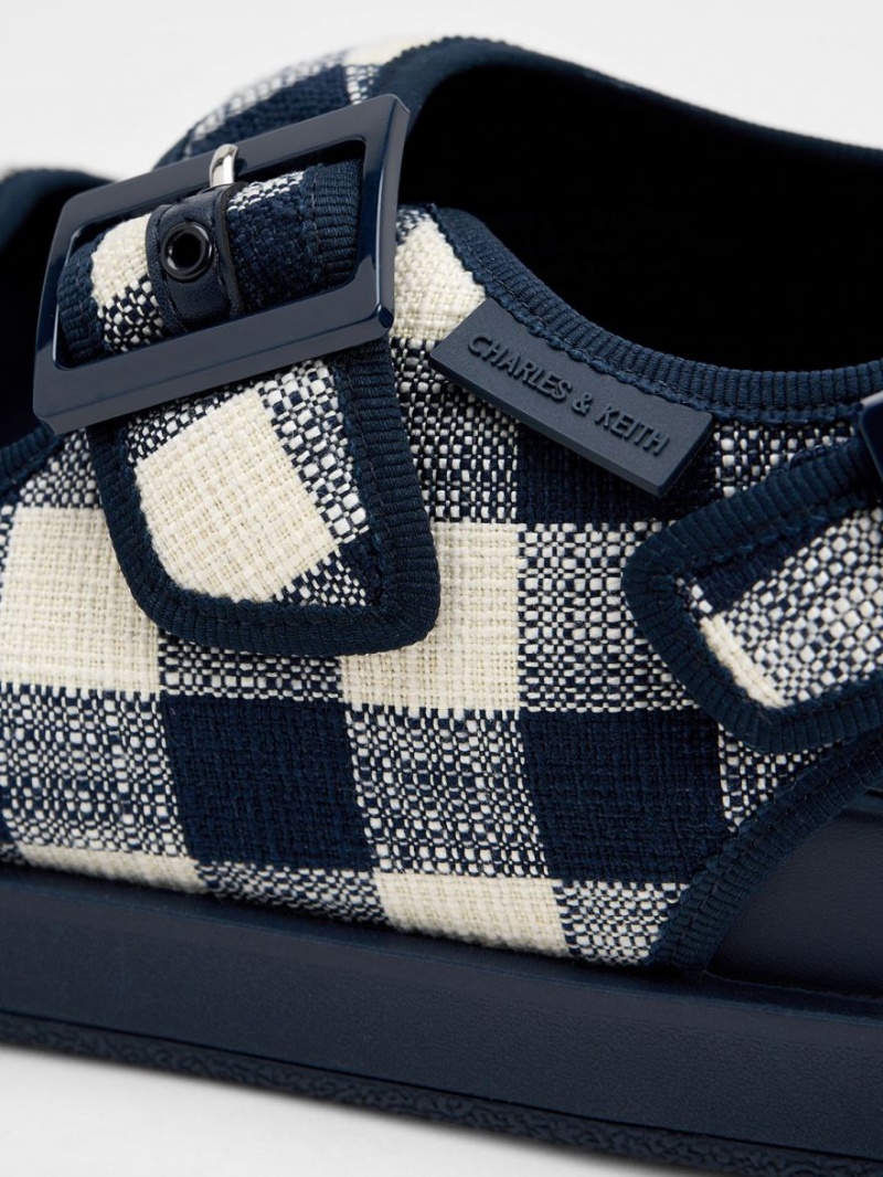 Πεδιλα Πλατφορμεσ Charles And Keith Della Gingham Buckled σκούρο μπλε | 84279-SFWM