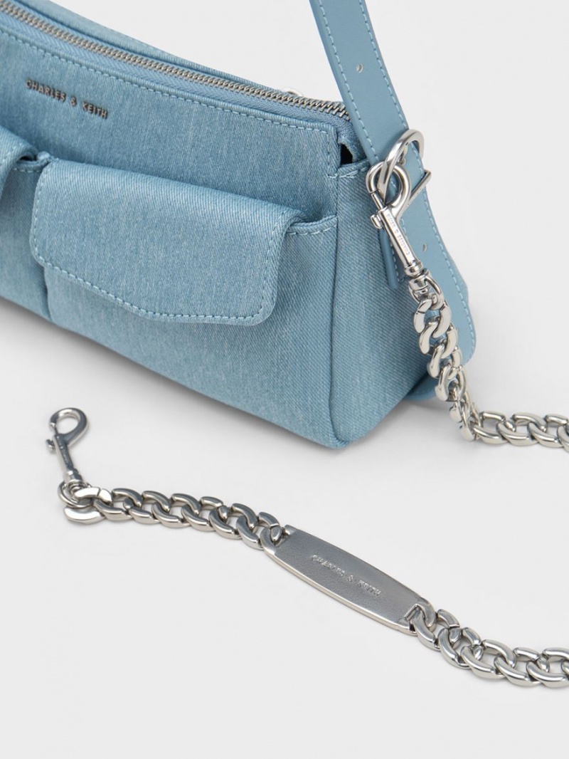 τσάντεσ ώμου Charles And Keith Double Pouch μπλε | 06275-RSTV