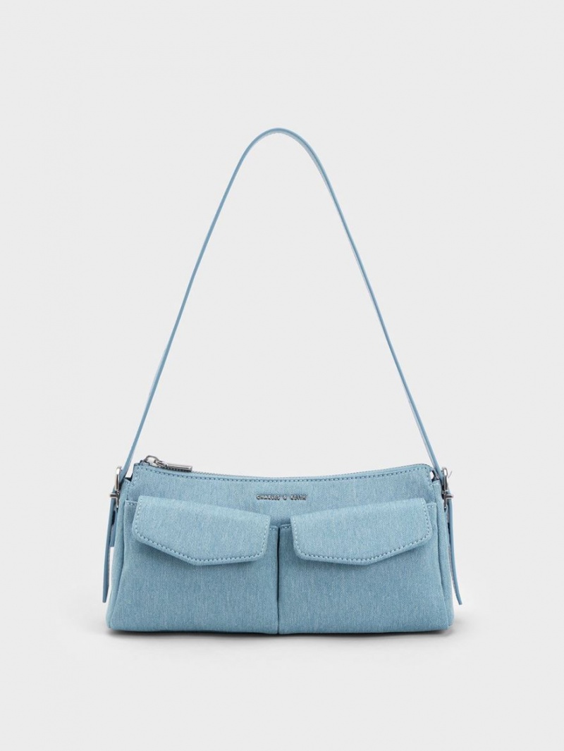 τσάντεσ ώμου Charles And Keith Double Pouch μπλε | 06275-RSTV