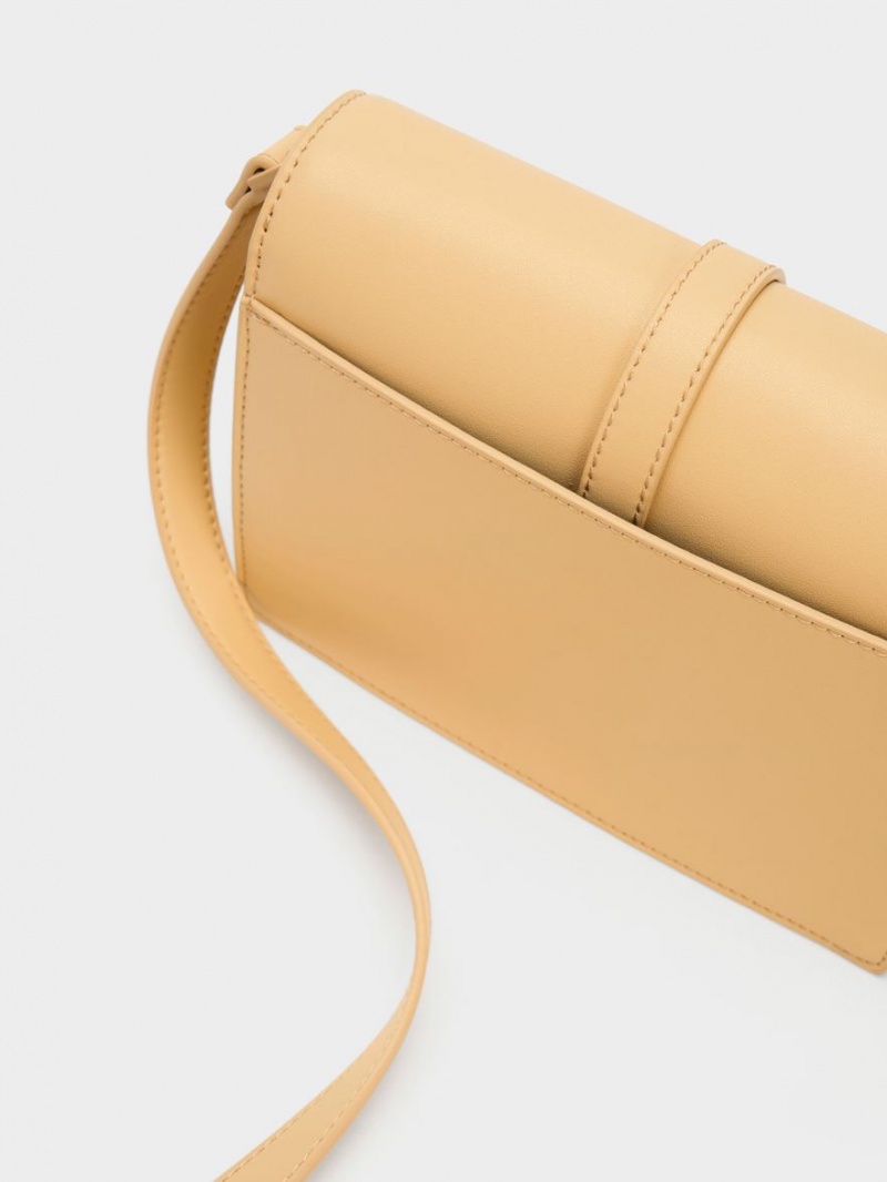 τσάντεσ χιαστί Charles And Keith Dua Buckled Μπεζ | 81739-SWNB