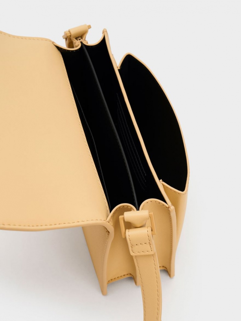τσάντεσ χιαστί Charles And Keith Dua Buckled Μπεζ | 81739-SWNB
