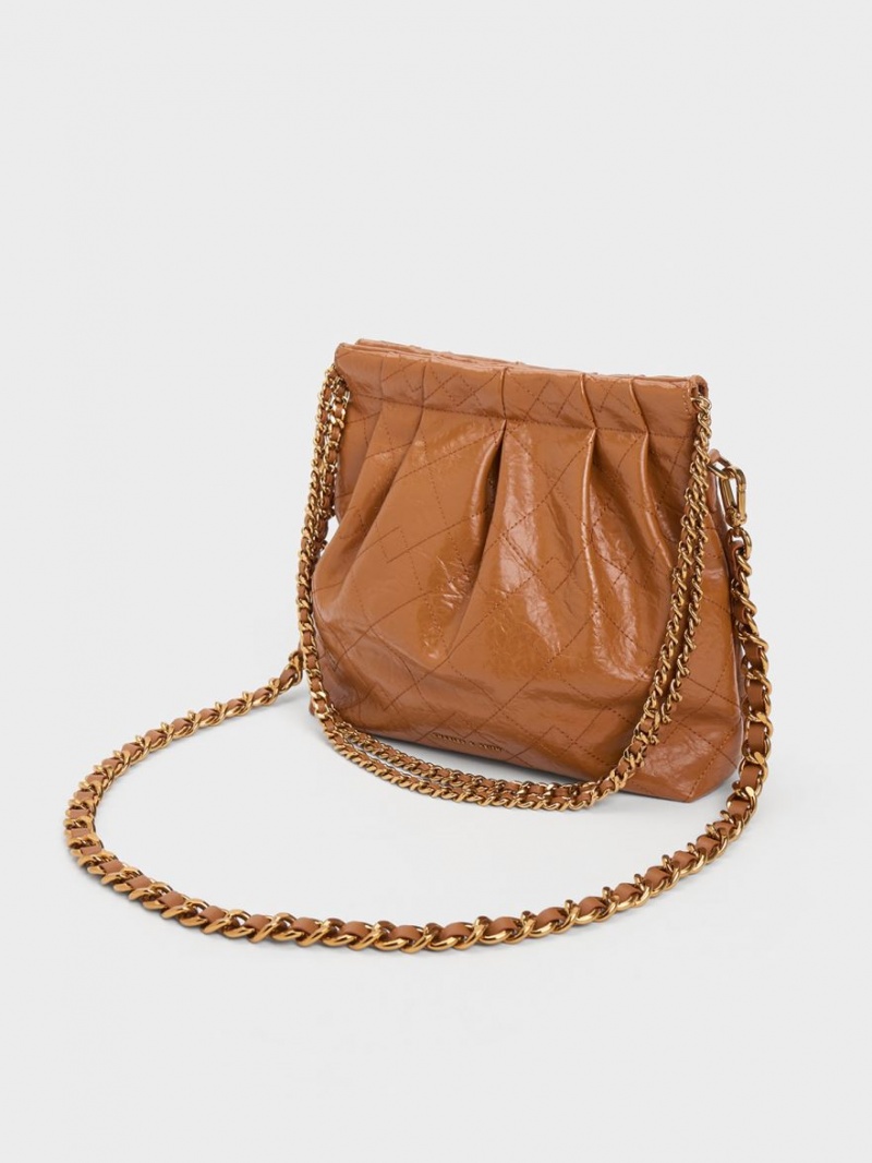 τσάντεσ ώμου Charles And Keith Duo Chain Handle σοκολάτα | 30284-NDTB