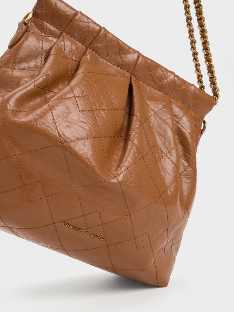 τσάντεσ ώμου Charles And Keith Duo Chain Handle σοκολάτα | 30284-NDTB