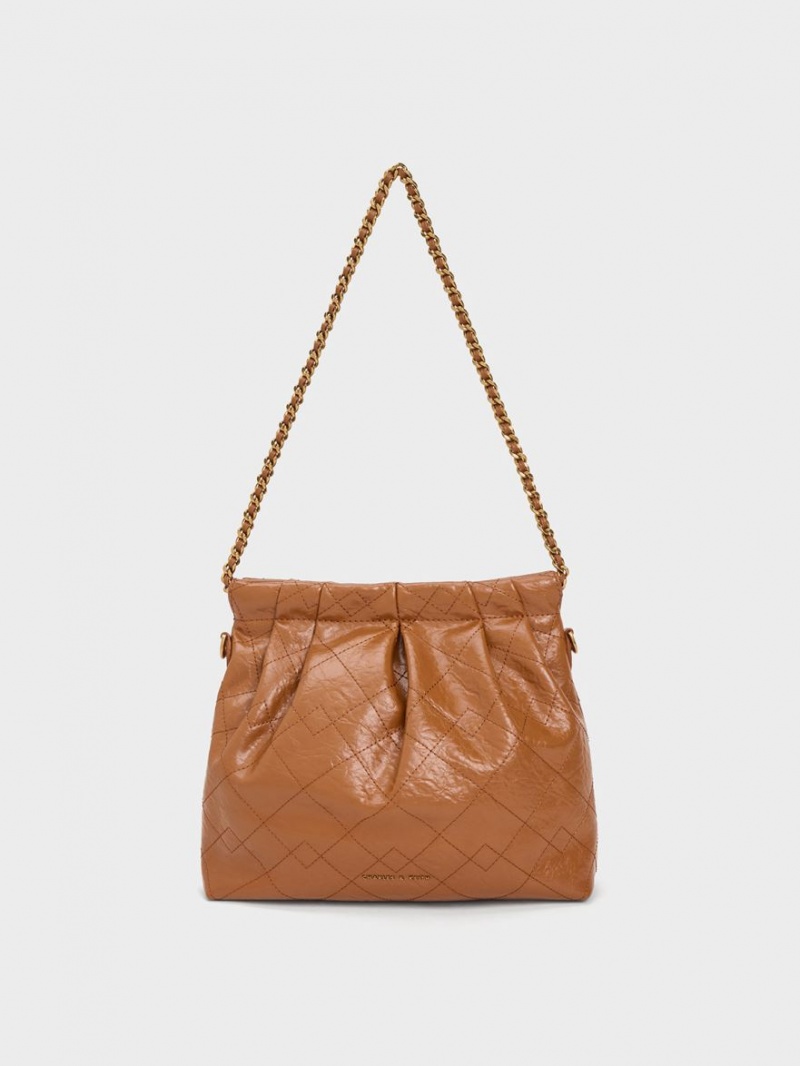 τσάντεσ ώμου Charles And Keith Duo Chain Handle σοκολάτα | 30284-NDTB