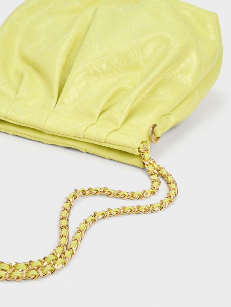 τσάντεσ ώμου Charles And Keith Duo Chain Handle κίτρινα | 91480-HWMO