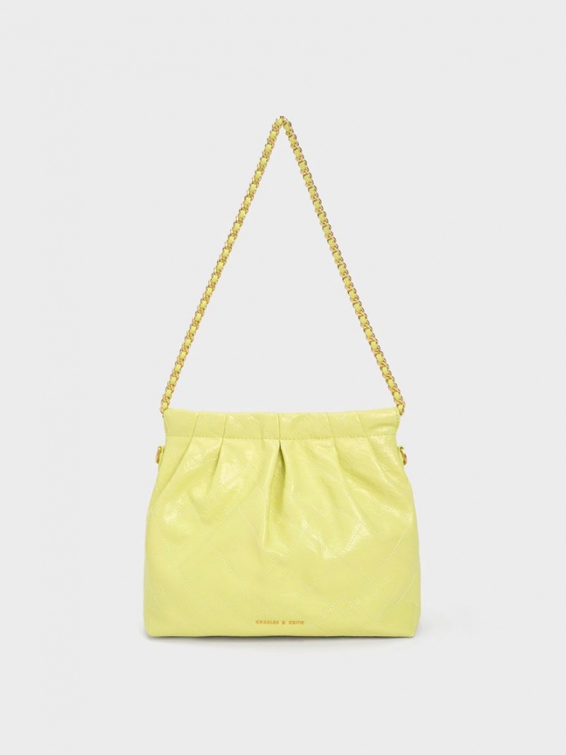 τσάντεσ ώμου Charles And Keith Duo Chain Handle κίτρινα | 91480-HWMO