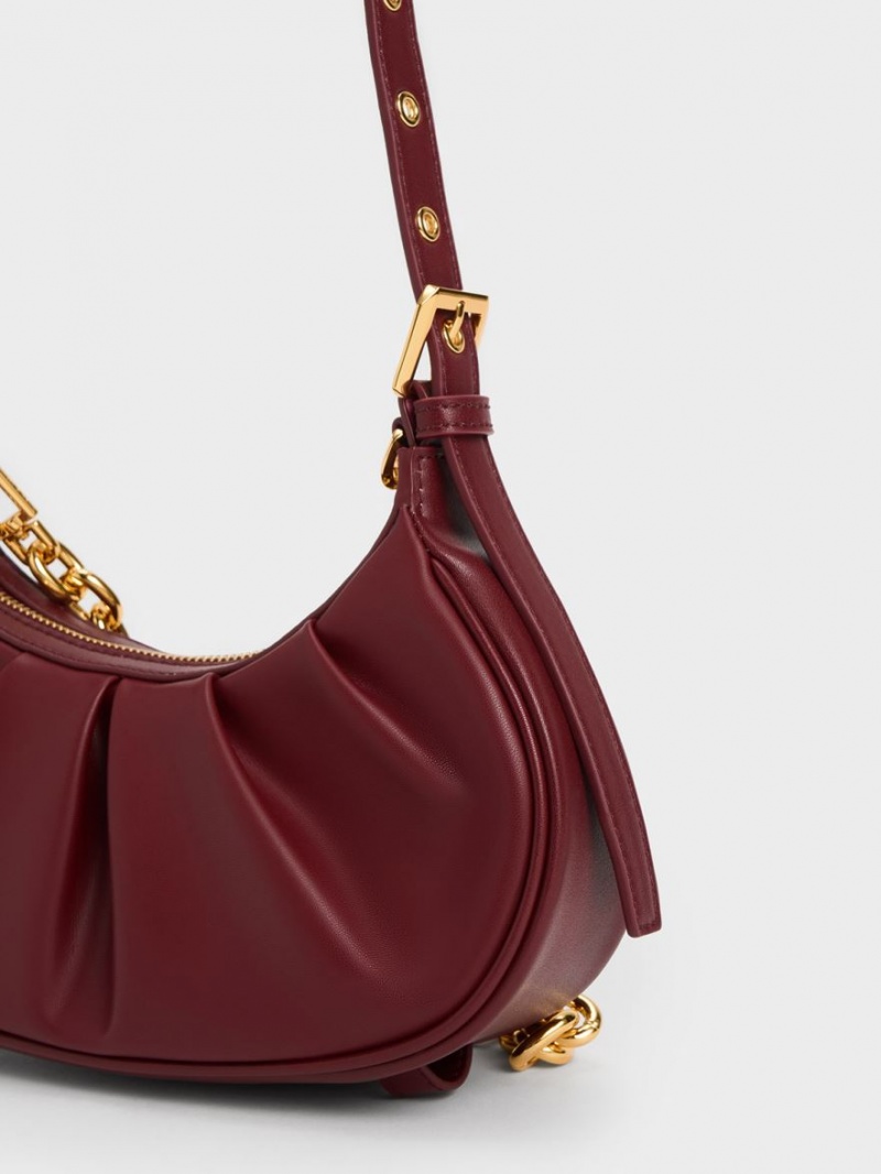 τσάντεσ ώμου Charles And Keith Duo Ruched μπορντο | 36952-EUOP