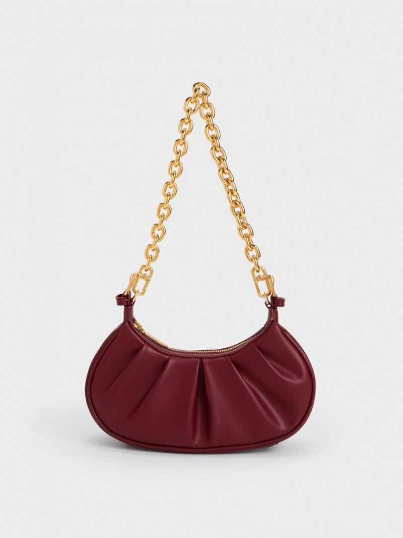 τσάντεσ ώμου Charles And Keith Duo Ruched μπορντο | 36952-EUOP