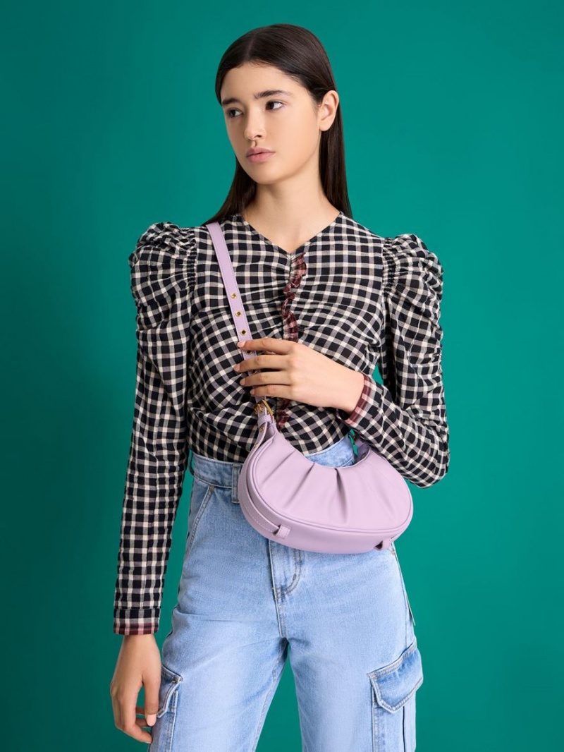 τσάντεσ ώμου Charles And Keith Duo Ruched μωβ | 61548-GJHB