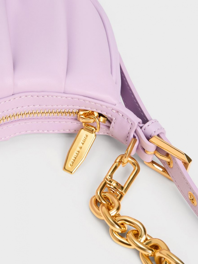 τσάντεσ ώμου Charles And Keith Duo Ruched μωβ | 61548-GJHB