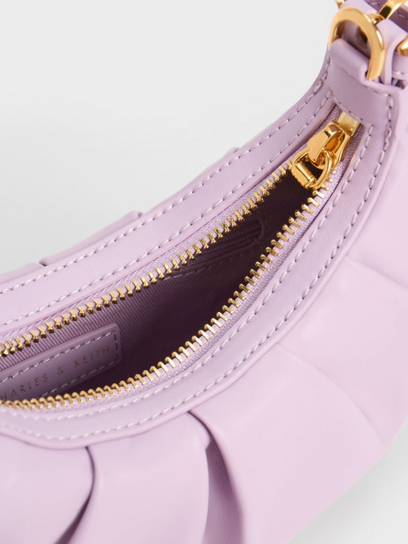 τσάντεσ ώμου Charles And Keith Duo Ruched μωβ | 61548-GJHB