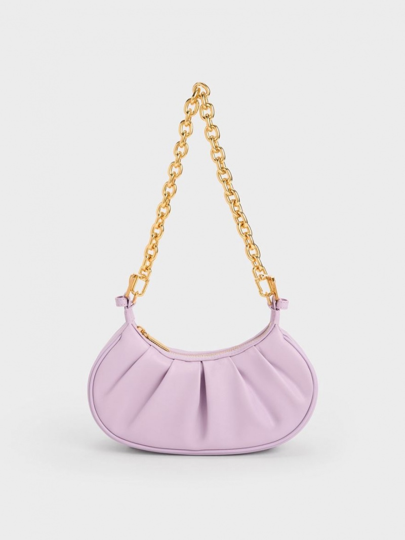τσάντεσ ώμου Charles And Keith Duo Ruched μωβ | 61548-GJHB