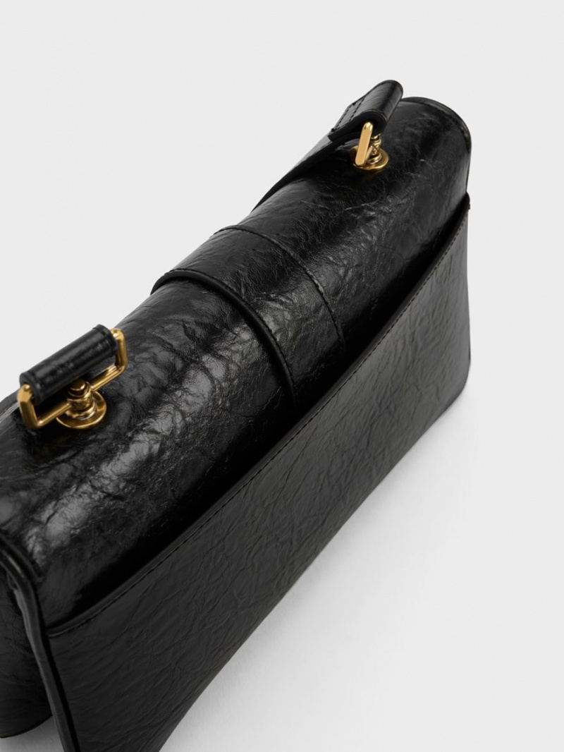 τσάντεσ ώμου Charles And Keith Eilith Buckled μαυρα | 42136-EMRO
