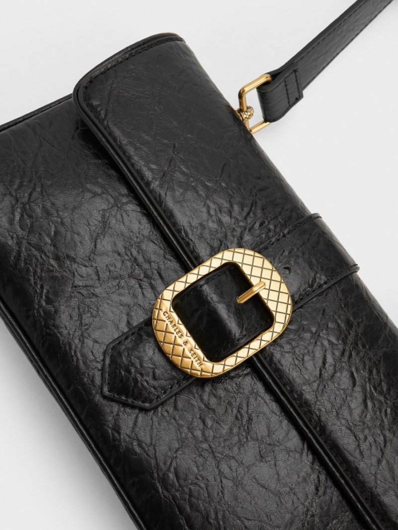 τσάντεσ ώμου Charles And Keith Eilith Buckled μαυρα | 42136-EMRO