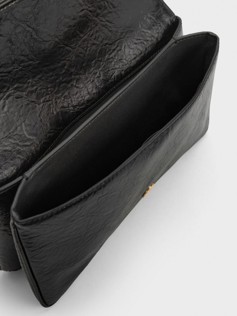 τσάντεσ ώμου Charles And Keith Eilith Buckled μαυρα | 42136-EMRO