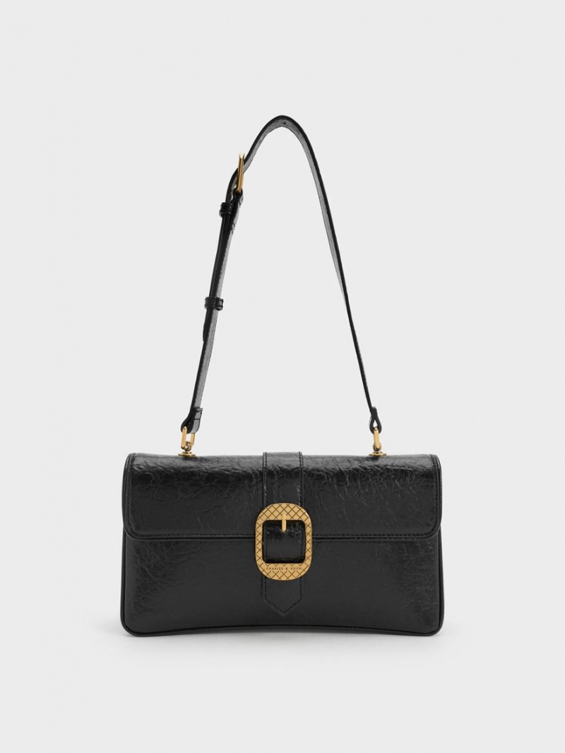 τσάντεσ ώμου Charles And Keith Eilith Buckled μαυρα | 42136-EMRO